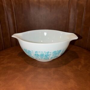 Vintage Pyrex Turquoise Butterprint 443 Cinderella Amish 2.5 Qt Mixing Bowl VVGC
